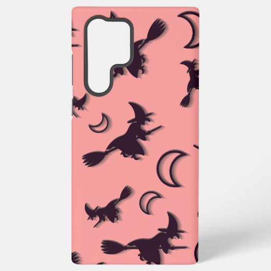 飛んでいるハロウィーンの夜3Dで半月の間の魔女 SAMSUNG GALAXYケース (裏面)