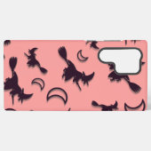 飛んでいるハロウィーンの夜3Dで半月の間の魔女 SAMSUNG GALAXYケース (裏面横)