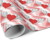 飛んでいるハートのティルト分離 ラッピングペーパー (ロールコーナー)