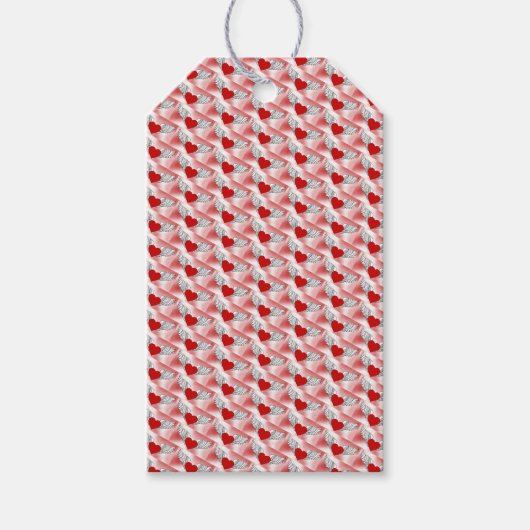 飛んでいるハートを分離 ギフトタグ (正面)