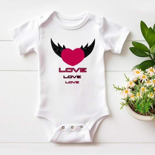 飛んでいるハート ベビーボディスーツ