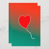 飛んでいるハート 招待状 (正面/裏面)