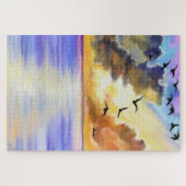 飛んでいるバーズオンシーサンセットパズル絵画- ジグソーパズル (横)