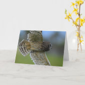 飛んでいるフクロウ カード (黄色い花)