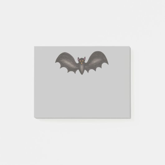 飛んでいるブラックグレイ不気味こうもりハッピーハローウィン ポストイット (正面)