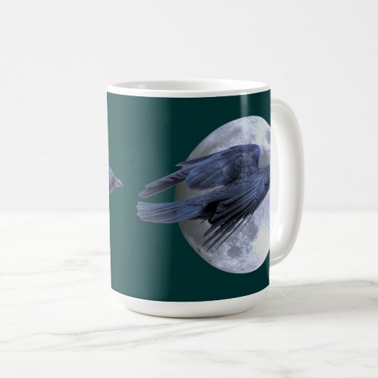 飛んでいるブラックレイブン&ムーンケルトウィッカ信者 コーヒーマグカップ (正面右)