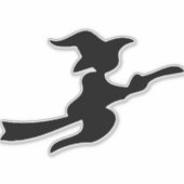 飛んでいるブロムスティックシルエットの魔女 シール (正面)