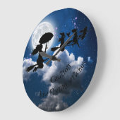 飛んでいるブロムスティック時計の魔女 ラージ壁時計 (傾斜)