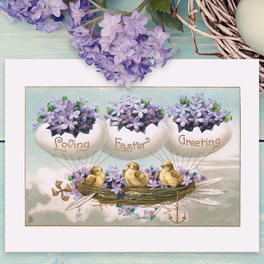 飛んでいるヴィンテージイースターエッグ忘れ&メノッツ ポストカード