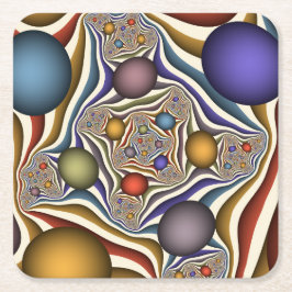 飛んでいる上へカラフルモダン抽象芸術 スクエアペーパーコースター