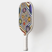 飛んでいる上へカラフルモダン抽象芸術 ピックルボールラケット (左)
