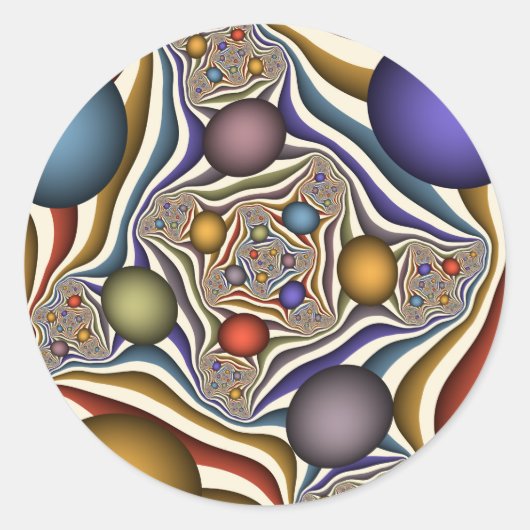 飛んでいる上へカラフルモダン抽象芸術 ラウンドシール (正面)