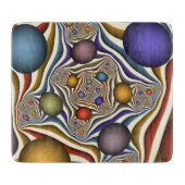 飛んでいる上へカラフルモダン、抽象芸術フラクタル カッティングボード (正面)