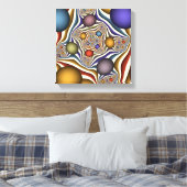 飛んでいる上へカラフルモダン、抽象芸術フラクタル キャンバスプリント (インサイチュ (寝室))