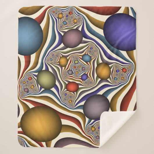 飛んでいる上へカラフルモダン、抽象芸術フラクタル シェルパブランケット (正面)