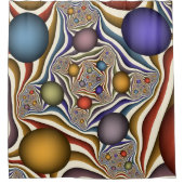 飛んでいる上へカラフルモダン、抽象芸術フラクタル シャワーカーテン (正面)