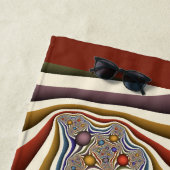 飛んでいる上へカラフルモダン、抽象芸術フラクタル ビーチタオル (インサイチュ)