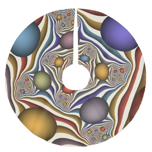 飛んでいる上へカラフルモダン、抽象芸術フラクタル ブラッシュドポリエステルツリースカート (正面)