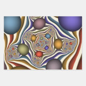 飛んでいる上へカラフルモダン、抽象芸術フラクタル ラッピングペーパーシート (正面)