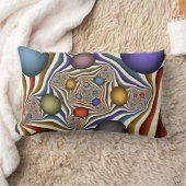 飛んでいる上へカラフルモダン、抽象芸術フラクタル ランバークッション (ブランケット)