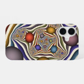 飛んでいる上へカラフルモダン、抽象芸術フラクタル iPhone 16ケース (裏面横)