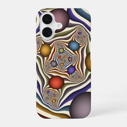 飛んでいる上へカラフルモダン、抽象芸術フラクタル iPhone 16ケース (裏面)