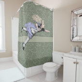 飛んでいる不思議の国のガラスのアリス シャワーカーテン (インサイチュ)