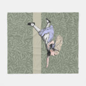 飛んでいる不思議の国のガラスのアリス フリースブランケット (正面(横))