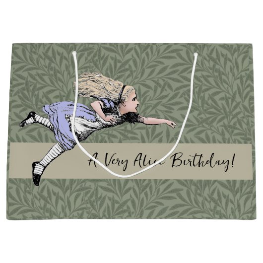 飛んでいる不思議の国のガラスのアリス ラージペーパーバッグ (正面)