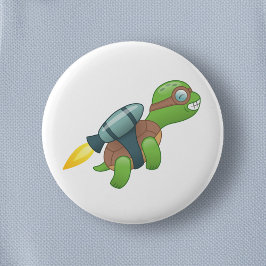 飛んでいる亀にジェットパック 缶バッジ