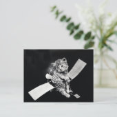 飛んでいる子猫ヴィンテージ白黒 ポストカード (スタンド正面)