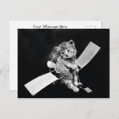 飛んでいる子猫ヴィンテージ白黒 ポストカード (正面/裏面)