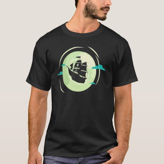 飛んでいる宇宙海賊船オンフルムーンクリエイティブ及び Tシャツ (正面)