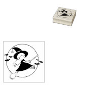 飛んでいる小さな女の子魔女のスタンプ ラバースタンプ (押印)