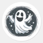 飛んでいる幽霊ラウンドステッカーセット ラウンドシール (正面)
