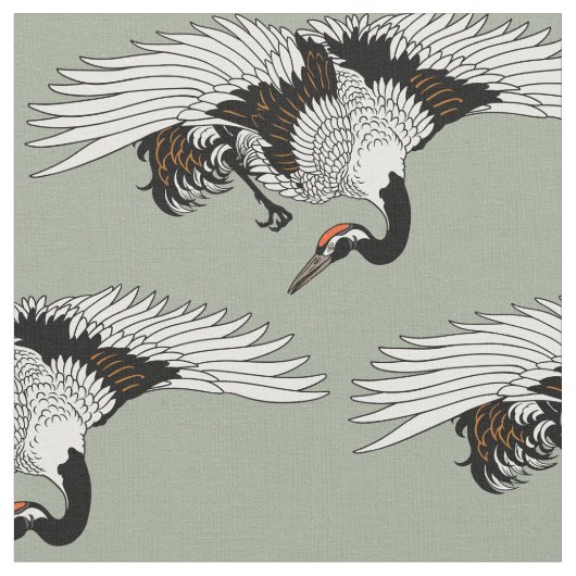 飛んでいる日本の鳥 ファブリック (クローズアップ)