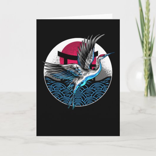 飛んでいる日本の鶴日本のデザイン カード (正面)