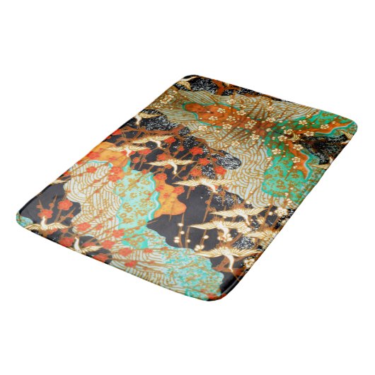 飛んでいる春の花フローラ付ク日本のレーン バスマット (アングル)