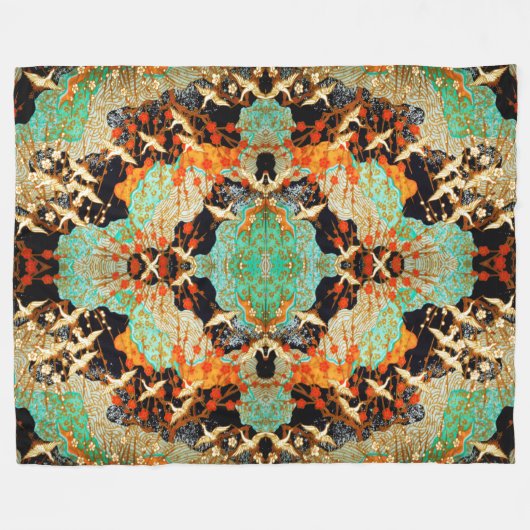 飛んでいる春の花フローラ付ク日本のレーン フリースブランケット (正面(横))