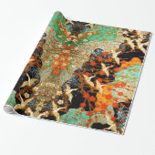 飛んでいる春の花フローラ付ク日本のレーン ラッピングペーパー (アンロールド)