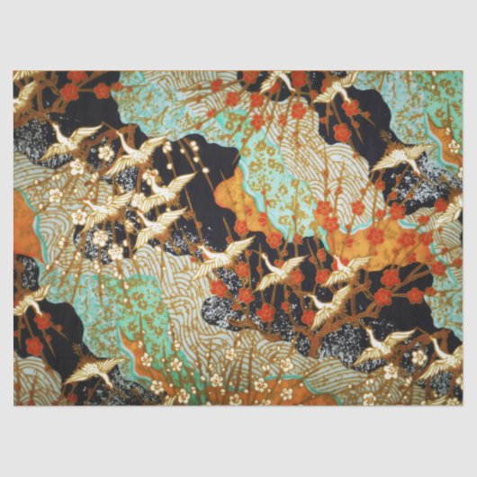 飛んでいる春の花フローラ付ク日本のレーン 薄葉紙 (正面)