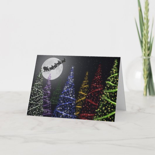 飛んでいる木のあるクリスマストナカイ シーズンカード (正面)