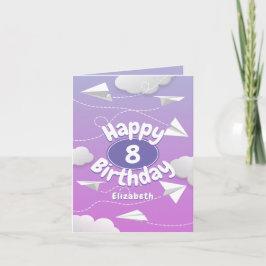 飛んでいる紙ガーリー飛行機 カード