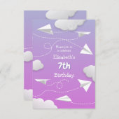 飛んでいる紙ガーリー飛行機 案内状 (正面/裏面)