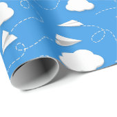 飛んでいる紙飛行機パフィー雲任意の色 ラッピングペーパー (ロールコーナー)