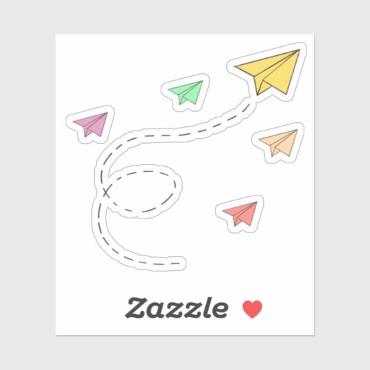 飛んでいる紙飛行機 シール (シート)