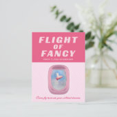 飛んでいる葉書の豚ファンシー飛行 ポストカード (スタンド正面)