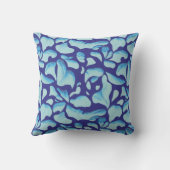 飛んでいる葉 |青い葉パターン クッション (裏面)