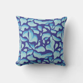 飛んでいる葉 |青い葉パターン クッション