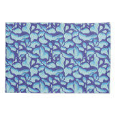 飛んでいる葉 |青い葉パターン 枕カバー (裏面)